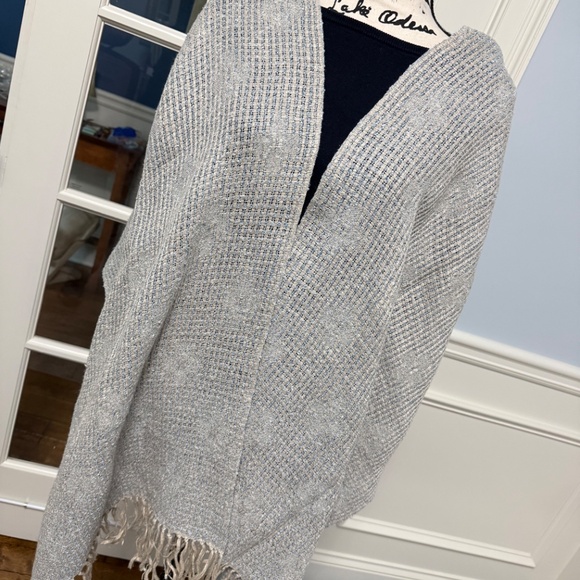 Pashmina hand loomed, Vintage, blue & tan - Picture 2 of 3